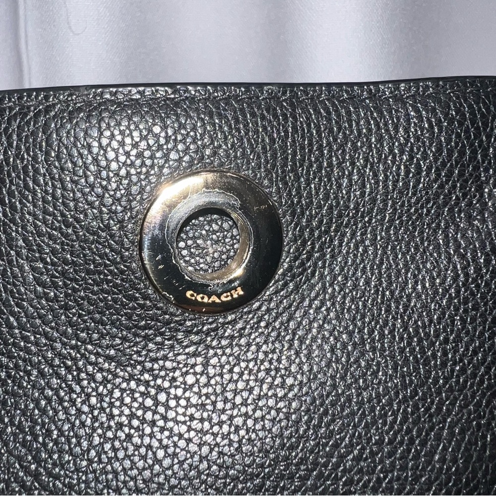 Coach 57107 Pebbled Leather Turnlock Tote Bag Black | READ - Picture 5 of 8